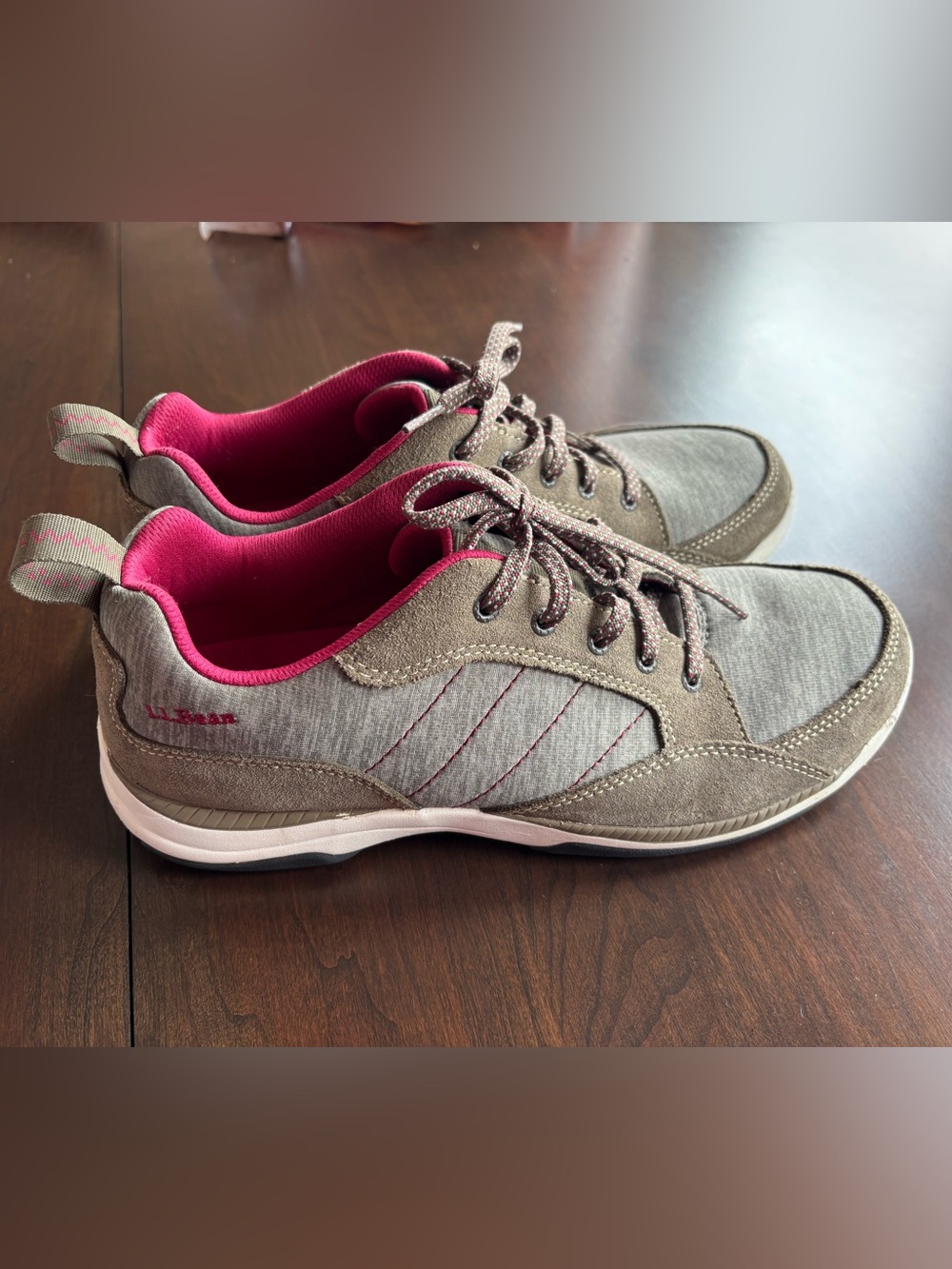 LL Bean Casual Women's Grey and Pink Hiking Tennis Shoes